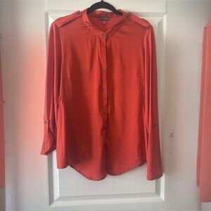 Vince Camuto Blouse Long Sleeve XL Brick Red